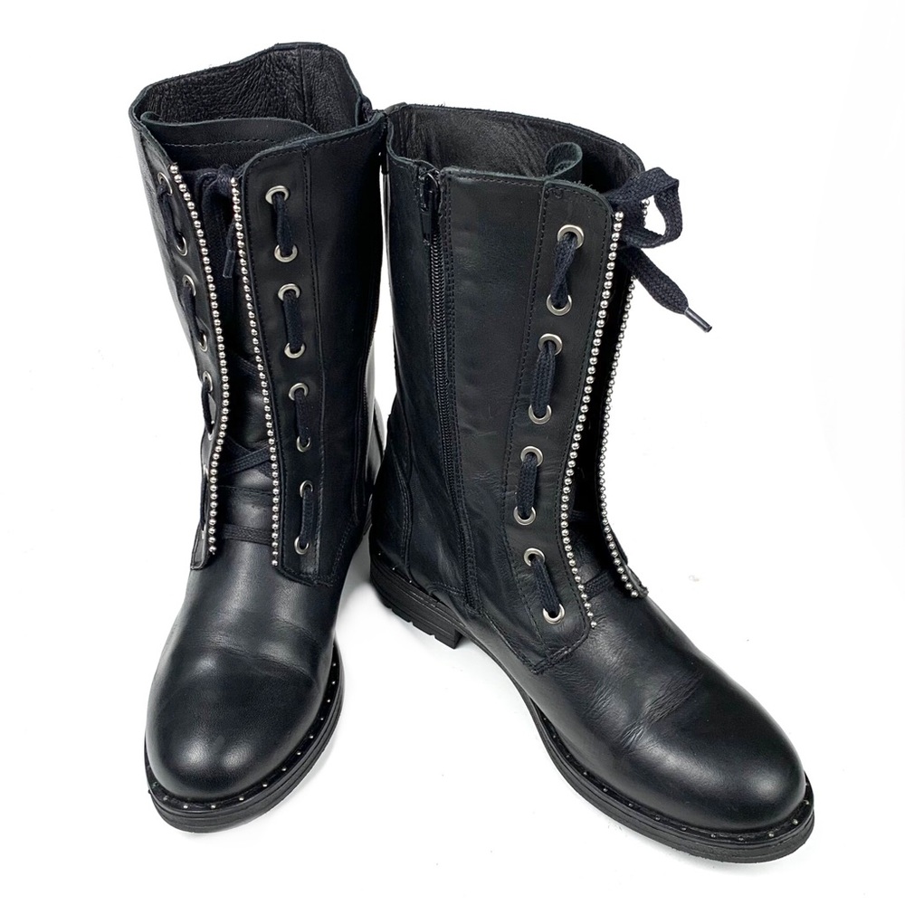 Eric Michael Womans Black Leather Lace up Boots Size 9.5 -10 (40)